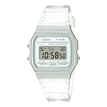 ساعت مچی دیجیتال کاسیو مدل Casio F-91WS-7 بند رزین شفاف