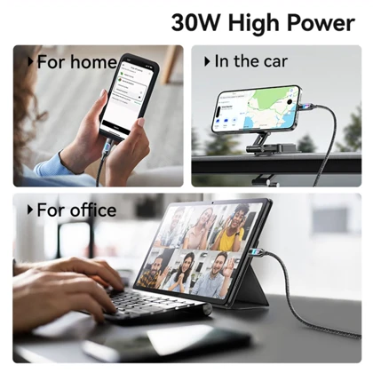 کابل آیفونی فست شارژ تایپ سی به لایتنینگ 30 وات 1.2 متری یوسامز SJ749