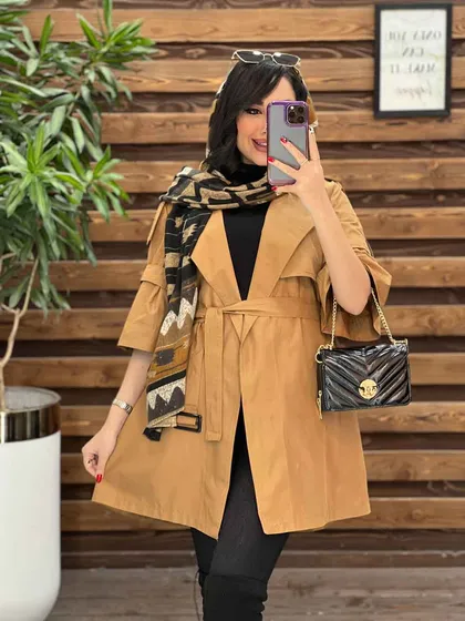 بارانی کمردار آستین شیپوری