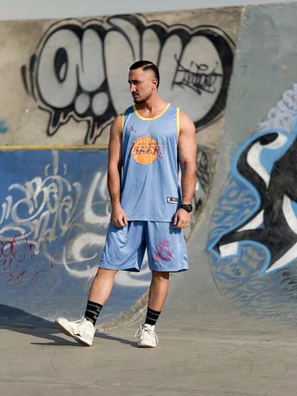 ست بسکتبالی لیکرز جردن (Lakers x Jordan) پارچه فلامنت و چاپ زول (چند رنگ)