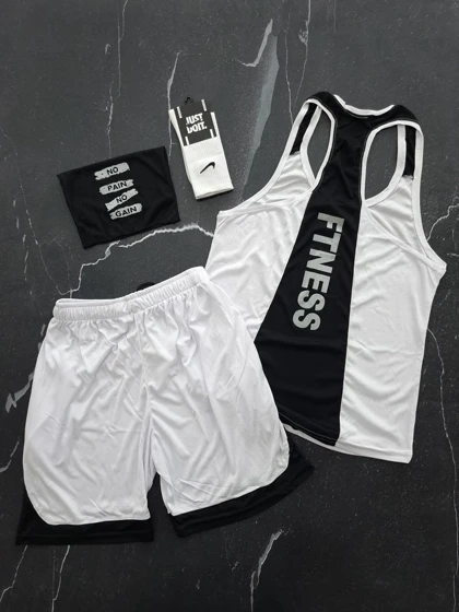 ست رکابی و شلوارک + اسکارف و جوراب بدنسازی