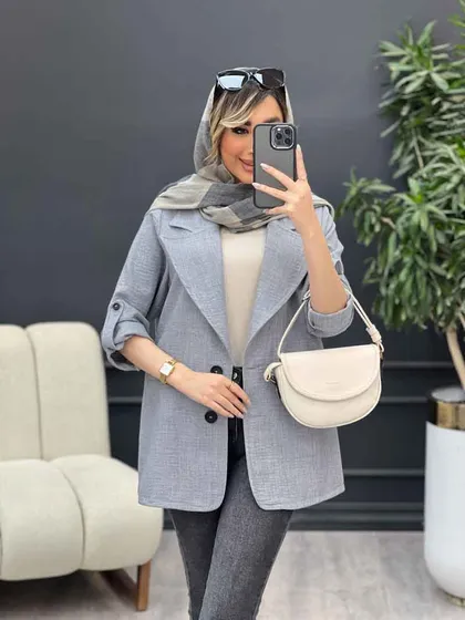 مانتو جیب نما دو دکمه