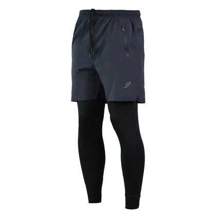 شلوارک و لگ سرهمی ورزشی مردانه مدل PY-3M1432 طوسی تیره