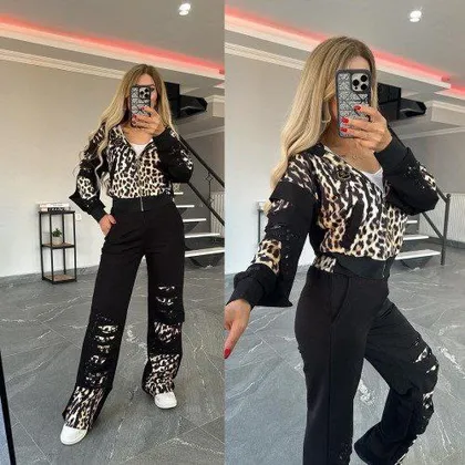 ست پلنگی ترک زاپ‌دار کد 2212