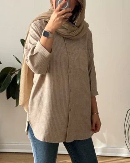 شومیز مانتویی لینن نخ تینا 1