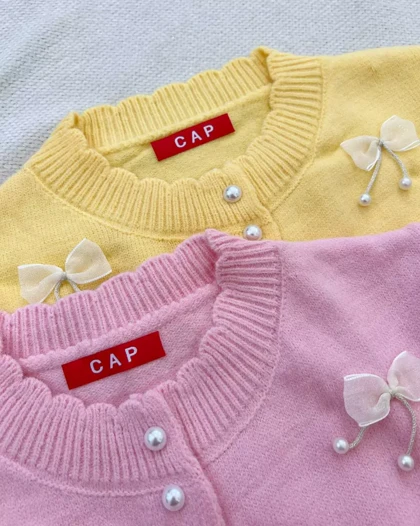 ژاکت بافت جلو دکمه پاپیون کد 5319