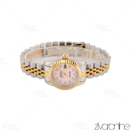 ساعت رولکس دیت جاست زنانه دورنگ طلایی صفحه صورتی 104866