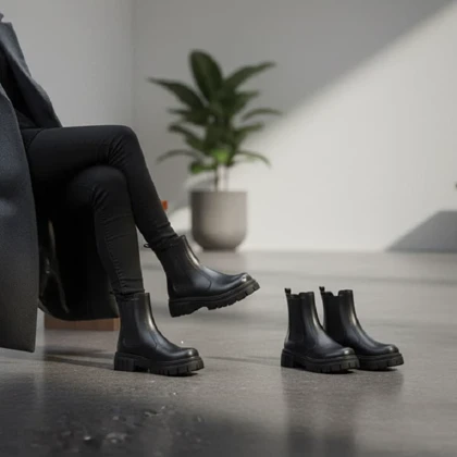 نیم بوت زنانه چلسی دوطرف کش-مشکی