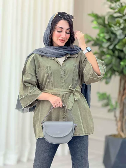 مانتو دو جیب ریش دار پروین