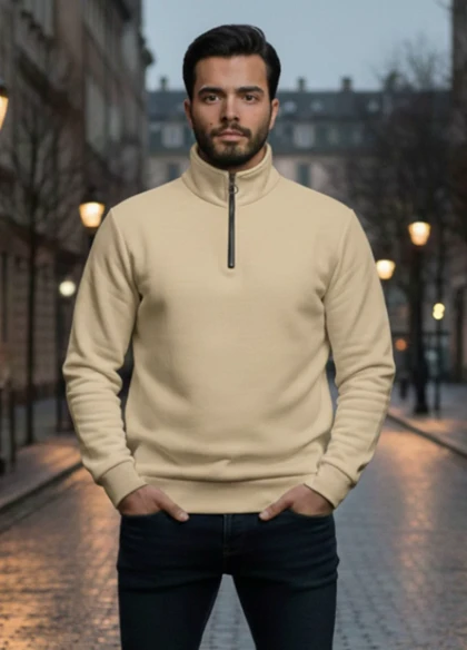 دورس مردانه نیم زیپ مدل Behbod-کرم