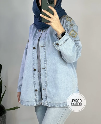 مانتو کتی جین گلدوزی(ایراد دار)