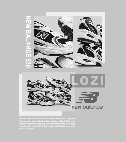 کفش کتانی مردانه و زنانه سفید مشکی NEW BALANCE 530