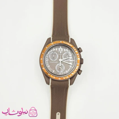 ساعت امگا سواچ moonswatch با بند رابر زنانه مردانه رنگ قهوه ای کرم کیفیت مستر کد 3750