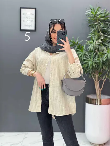 مانتو پیراهنی طرح دار لینن