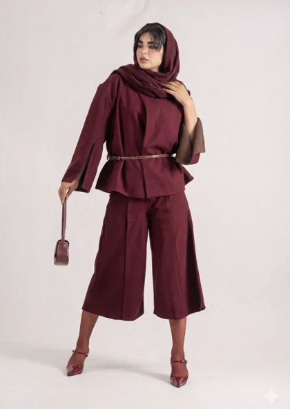 ست کت شلوار دو رو chocolate cherry