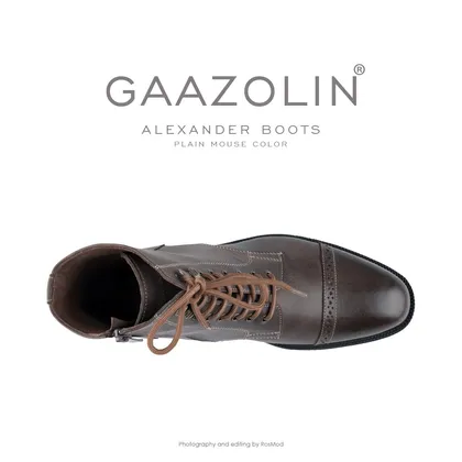 بوت اسکندر گازولین قهوه‌ای کلاسیک - GAAZOLIN Alexander Boots Smooth Plain Mouse