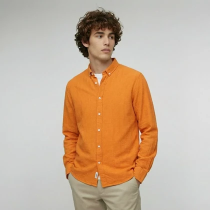 پیراهن آستین بلند یقه دکمه‌دار لینن کتان inception