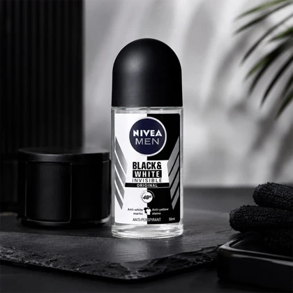 رول ضد تعریق مردانه نیوآ مدل Black & White Invisible Original ماندگاری 48 ساعته