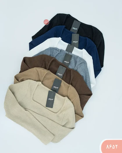 بلوزکراپ یقه خشتی 8652