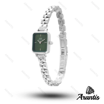 ساعت دنیل ولینگتون زنانه مینی Quadro سیلور صفحه سبز w-10840