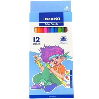مداد رنگی 12 رنگ پیکاسو Picasso مدل GOL-12-C جعبه مقوایی