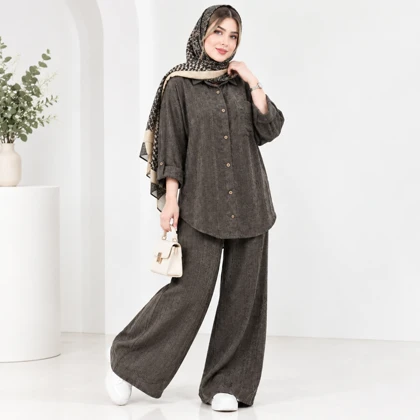 ست مانتو و شلوار زنانه مخمل پاییزی کد 275