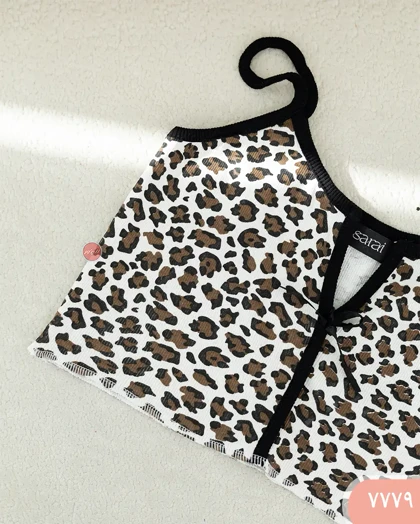 ست نیم‌تنه و شورتک پلنگی 7779