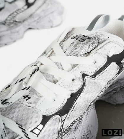 کفش کتانی مردانه و زنانه سفید مشکی Balenciaga 3XL مدل 7274