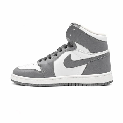 کفش و کتانی مردانه ساق‌دار مدل NIKE JORDAN 1 رنگ سفید طوسی کد 2426