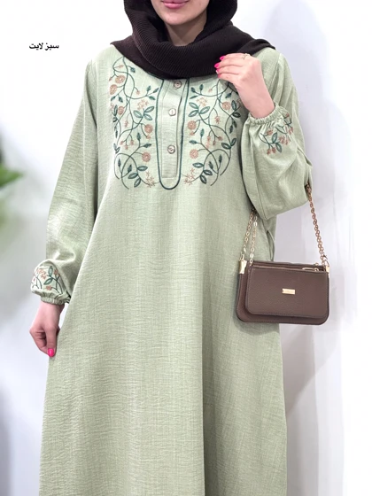 پیراهن مانتویی گلدوزی آیسو آذین