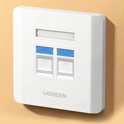 کاور پریز شبکه و تلفن یوگرین UGREEN مدل NW144 با پورت RJ45 و RJ11