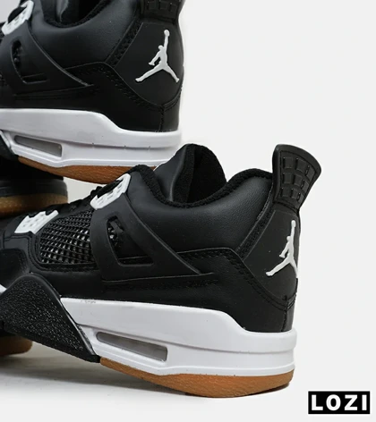 کتانی ساق‌دار زنانه و مردانه مشکی سفید Nike air jordan 4 مدل 6599