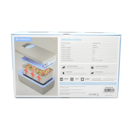 ظرف غذا گرمکن پرتابل پاورولوژی مدل Lumo-PLBF818GYBL ظرفیت 1 لیتر به همراه کیف