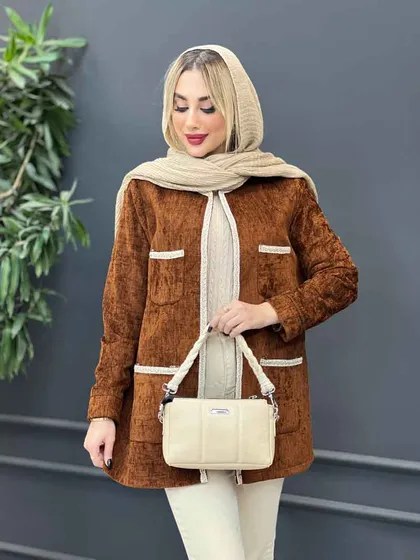 مانتو مخمل نوار دوزی