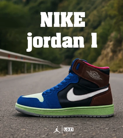 کفش کتانی مردانه و زنانه ساق‌دار مشکی آبی قهوه ای NIKE jordan 1 مدل 6218