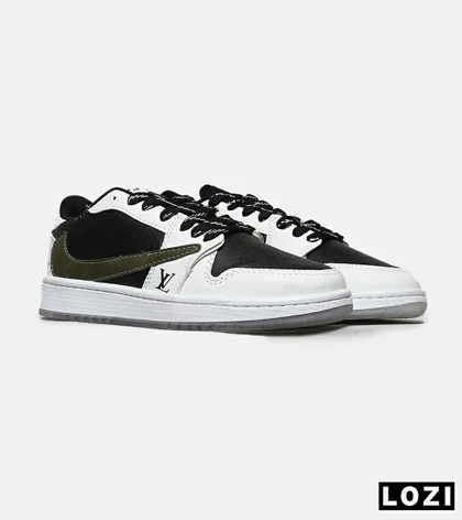 کفش کتانی مردانه و زنانه سفید مشکی سبز NIKE travis scott x LV مدل 8400