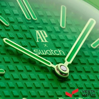 ساعت اودمار پیگه x سواچ AP X SWATCH کالکشن رویال پاپ مدل GREEN EIGHT