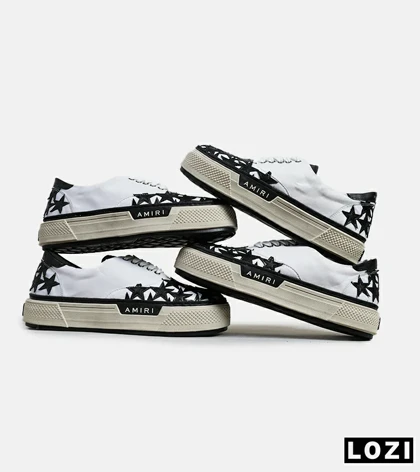 کفش اسنیکرزسفید مشکی Amiri Stars مدل 6001