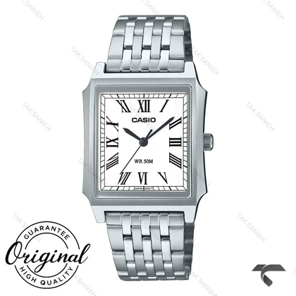 ساعت کاسیو مستطیلی مردانه MTP-B190D-7BV سیلور صفحه سفید Casio-10378-G