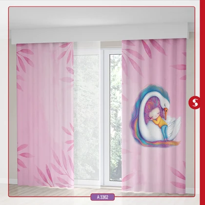 پرده پانچی اتاق کودک برند مینوریا طرح دخترانه کد p-496
