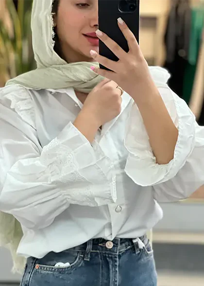 شومیز چین‌دار گلدوزی کد 4045