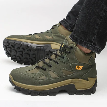 بوت اسپرت مردانه ساق‌دار مدل caterpillar کاترپیلار رنگ یشمی کد 4842