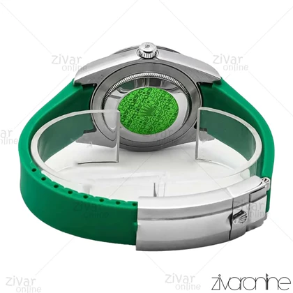 ساعت رولکس اویستر پرپچوال مردانه قاب سیلور بند رابر سبز 106601