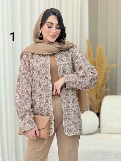 مانتو طرح دار مغزی دوزی 6730