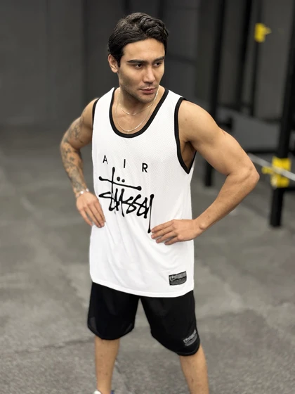 ست بسکتبالی نایک استاسی (Nike Air x Stussy) پارچه فلامنت آجری (8 رنگ)