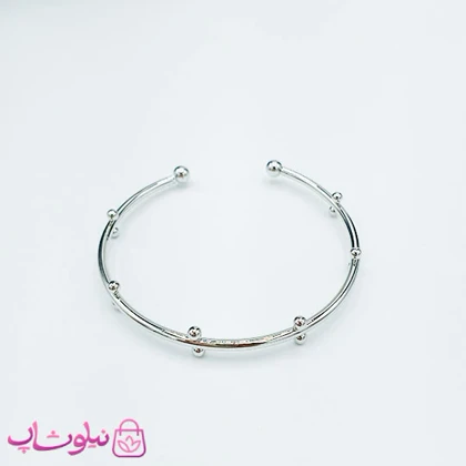 بنگل زنانه نقره ای با دایره های کوچک کد 1790