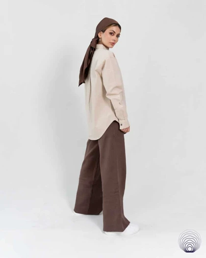 شومیز زنانه لینن کرمی روشن H&M