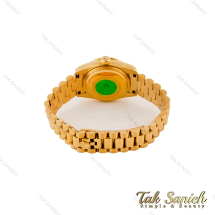 ساعت رولکس زنانه بند پرزیدنت طلایی صفحه قرمز دورنگین Rolex-4962-L
