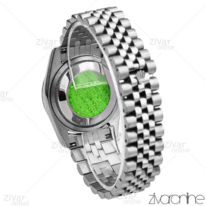 ساعت رولکس دیت جاست مردانه نقره ای صفحه تیفانی ایندکس خطی 106740