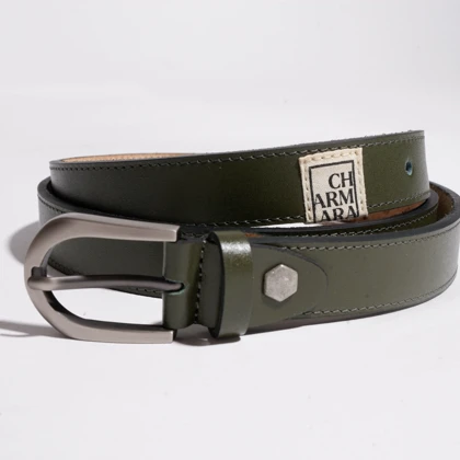 کمربند چرم زنانه سبز مدل wiki-V